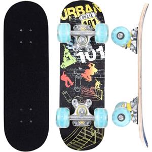 ERNAN Skateboard Completo per Principianti. Skateboard completo da 17 * 5 pollici. Double Kick Deck Concavo con 7 strati per ragazzi, ragazze (Skate)