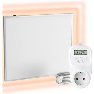 VIESTA® Pannello Riscaldante a Infrarossi con Termostato [INCL. TERMOSTATO TH12] - Radiatore a Infrarossi-Riscaldamento a Infrarossi con Tecnologia Carbon Crystal - Pannello Adatto per il Bagno - 300W