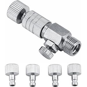 Zerodis Raccordo metallico a disconnessione per aerografo, 4 raccordi maschio-femmina 1/8 per collegare compressore d'aria aerografo
