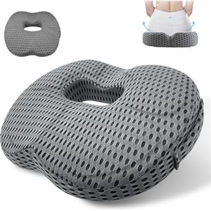 GOMETY Cuscino ortopedico a ciambella, in memory foam, per alleviare le emorroidi, ulcoccige da decubito, sciatica, cuscino ergonomico per divano, sedia a rotelle