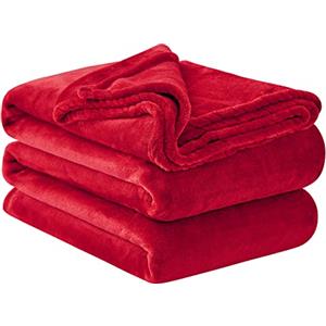 Aisbo Plaid Coperta Pile Matrimoniale - Coperta Calda Invernale per Divano e Grande Letto Matrimoniale 220x240 cm Pile di Flanella Morbida Rossa, Fleece Blanket for Sofa and Couch