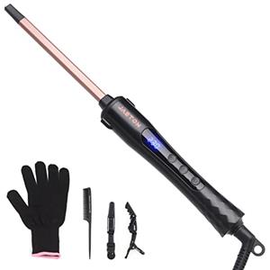 JAETON Mini ferro arricciacapelli professionale 9 mm, 30s rapido, 100-230°C, materiale ceramico antiscottatura, design ultra leggero per viaggio ideale per ricci stretti e naturali su capelli corti lunghi