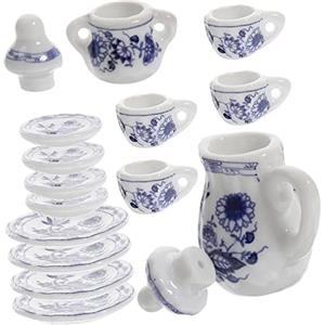 TOYANDONA 1set Miniature Da Tè Ceramica Per Casa Delle Bambole Accessori Decorativi Per Gioco Di Ruolo Di Teiera e Tazzine Design Elegante Porcellana Per Creare Atmosfere Incantevoli