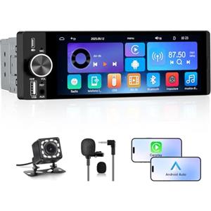 Hexinex Autoradio 1 DIN con Schermo Wireless CarPlay & Android Auto Bluetooth FM AM RDS GPS