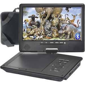 YOOHOO Lettore DVD portatile Bluetooth da 12,5 con schermo girevole da 10,5 per bambini, batteria ricaricabile, gratuito in tutte le regioni, riproduzione diretta tutti i formati MKV/MP4/WAV/CD