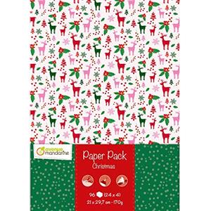 Avenue Mandarine CC039C - una confezione Paper Pack da 96 pagine stampate 21x29, 7 cm 170g (24 motivi x 4), Natale