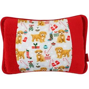 NARCISO Borsa Acqua Calda Elettrica per Ciclo, Mani, Schiena, Riscaldante, Scaldino Elettrico da Letto Scaldaletto Portatile, Boule Acqua Calda Elettrica, Sicura, Veloce, Christmas Puppies