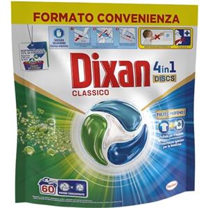 Dixan DISCS 4in1 Classico Detersivo Lavatrice, 60 Lavaggi, Capsule Lavatrice per una Pulizia Profonda del Bucato e Freschezza Igienica per Lavatrice, Rimuove le Macchie da 20°C