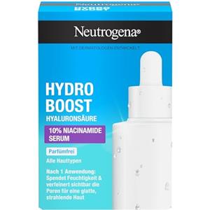 Neutrogena Hydro Boost 10% siero niacinamide da 30 ml, idratante ialuronico affina visibilmente i pori per una pelle liscia e luminosa, siero viso con niacinamide, tutti i tipi di pelle