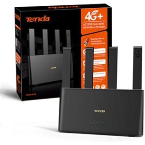 Tenda 4G08 Router 4G+, Router WiFi con SIM, Modem 4G AC1200 Dual-Band, LTE Mobile CAT6 300Mbps, Scheda Nano SIM, 4 Antenne Esterne, Porta LAN/WAN Gigabit, OpenVPN, MU-MIMO, Mesh Wi-Fi+, Plug & Play