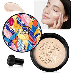 FRDUGA BB Cream, Crema Fondotinta Mushroom Head Air Cushion, Controllo Olio Idratante per Trucco Impeccabile e Tonalità Della Pelle Uniforme (Bianco Avorio)