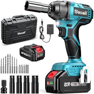 Uaoaii Avvitatore a Impulsi 380N·m, Avvitatore a Impulsi per Cambio Pneumatici Camion con Batteria 4000mAh, Trapano a Percussione Elettrico con Motore Brushless