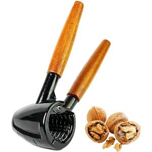 Thiru Schiaccianoci con elegante manico in legno da 16 cm - Test per 100 giorni senza rischi - Schiaccianoci per noci nocciola e noci del Brasile - Senza schiacciamento - Include eBook con