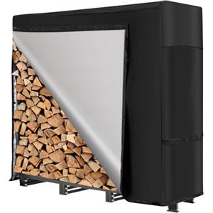 NALONE legnaia da esterno con coperchio impermeabile e borsa da trasporto,portalegna da esterno Metallo per lo stoccaggio del legno legnaia da (4FT)