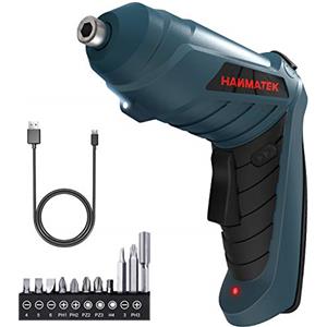 HANMATEK Cacciavite Elettrico, HANMATEK Avvitatore Elettrico a 2 Posizioni (90° a 180°), 1 Connettore, 10 Punte, Trapano Avvitatore senza Fili, 3,6V, 3 Nm