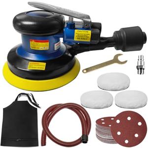 EUMAYES Levigatrice Rotorbitale Pneumatica, Ponceuse à Air da 125mm, 13500 RPM, Polisseuse Excentrique con Controllo Della Velocità ed Aspirazione Della Polvere, Carta Vetrata, per Lucidare Levigare