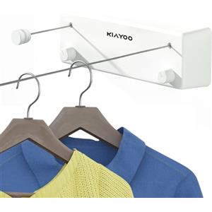 KIAYOO Corda Per Stendere Retrattile Da Interno Ed Esterno, Linea Per Lavare Montata a Parete Per Appartamento, Hotel, Dormitorio, Balcone, Lavanderia, Bagno, Asciugatura Piumoni, Vestiti, Bianca