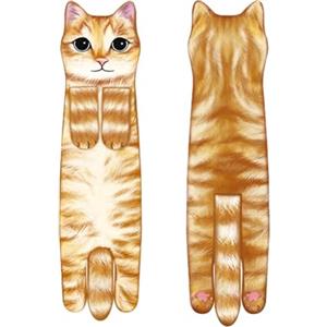 Auriselle Lively 3D asciugamani gatto cucina bagno, arancione forma di gatto gadget Deco delicato morbido assorbente fibra pulsante design, Maneki accessori per il regalo amanti compleanno