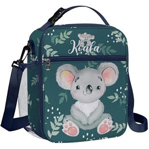 Clastyle Borsa Termica Porta Pranzo Bambini Scuola Verde Grande Koala, Borsa Frigo Piccola Ragazze Ragazzi Arcobaleno Portatile con Tracolla Portabottiglie