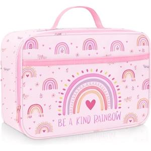 Clastyle Borsa Termica Porta Pranzo Bambini Scuola Arcobaleno, Borsa Frigo Piccola Libellule Boho Portatile, Borse Porta Alimenti Grande Rosa Ragazze