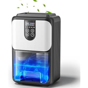 Pozxiol Deumidificatore Casa Muffa 1800ML, Portatile e Ultra Silenzioso (≤30 dB), Spegnimento Automatico, 4-48H Timer& LED, Piccolo Elettrico Deumidificatore per Camera da Letto, Bagno, Armadio, Ufficio