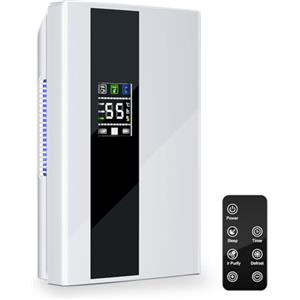 PKBD Deumidificatore con Serbatoio 2200ML, Telecomando, Display LCD, Ultra Silenzioso (<30dB) per Camera da Letto, Bagno, Cucina, Auto Spegnimento, Fino a 25㎡