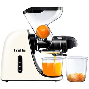 Fretta Estrattore di succo,con Ampio Scivolo di Caricamento,Senza BPA,estrattore frutta e verdura，Estrattore con Motore DC Silenzioso e Funzione Inversa,Bianco