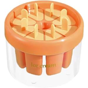 Auriselle Stampi in Silicone per Ghiaccioli 8 Celle per Ghiaccioli Stampi per Bambini Silicone con Manico e Coperchio Riutilizzabili Ghiaccioli Fai da te (Arancione)