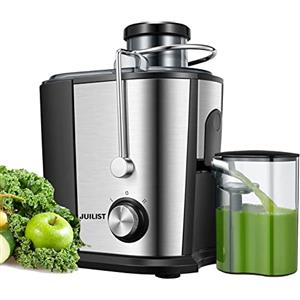 Juilist Centrifuga Frutta e Verdura, fino a 800W Estrattore Frutta e Verdura con 65MM Bocca Larga, 2 Velocità, Funzione Antigocciolamento, Base Anti-Scivolo, Facile Pulizia, Includi Spazzola 600W