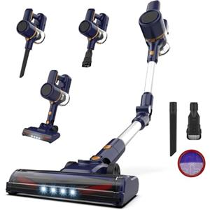 Vastorm Aspirapolvere Senza Fili, Scopa Elettrica Senza Fili 20KPa, 6 in 1 Scopa Elettrica, Autonomia 40Min, Luce LED, Due Filtri a Spugne, Pavimenti Tappeto Peli di Animali Domestici