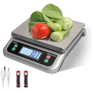YBVXYV bilancia cucina digitale, 40kg /88lb Grandi Acciaio Inossidabile Bilancia da Cucina, con Display LCD e Funzione Tara Conteggio PCS e 6 Unità bilancia alimenti Argento