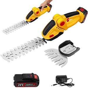 Hapivida Tagliasiepi Elettrico a Batteria, 6000mAh 24V Portatile Cesoie da Giardino a Batteria 2 in 1 Regolabile Decespugliatore e Tagliaerba per Giardino e Prato