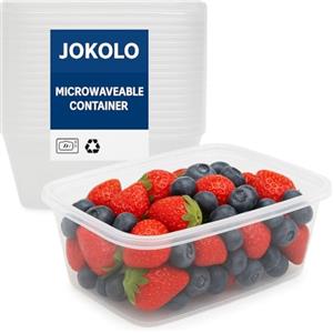 JOKOLO Ltd - Contenitori per alimenti in plastica, adatti per microonde e freezer, con coperchio, senza BPA, riutilizzabili, da asporto, per uso alimentare, per uso domestico e aziendale, 50 x 500 ml