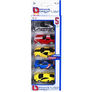 Burago Bburago 18-59031 - Collezione, Pacchetto di 5 Macchinine, Scala 1:64, Modellini Assortiti