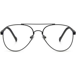 KoKoBin Occhiali da lettura vintage con montatura in metallo a forma di aviatore, lenti anti luce blu, per donna e uomo, occhiali da computer (Nero, 2.5)