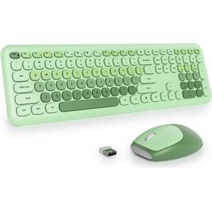 SbocKeeb Ttastiera e Mouse Senza Fili, Tastiera Silenziosa e Mouse Wireless, Full Size, Sottile Tastierino Numerico 2.4GHz, Americana QWERTY per laptop, desktop, MacBook, PC