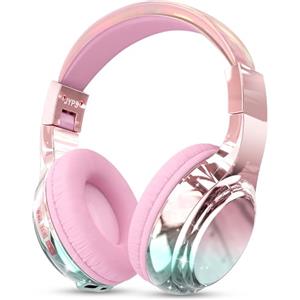 JYPS Cuffie Bluetooth Bambina, Metallico Cuffie Bambini Wireless,Cuffie Bluetooth Over Ear con Microfono per Bambini/Ragazza,Cuffie Senza Fili Pieghevoli Audio Stereo HD per TV/Musica/Scuola (rosa)