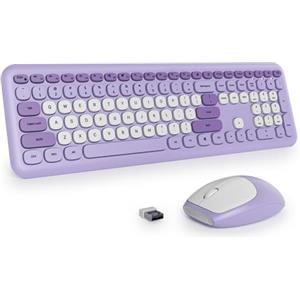 SbocKeeb Ttastiera e Mouse Senza Fili, Tastiera Silenziosa e Mouse Wireless, Full Size, Sottile Tastierino Numerico 2.4GHz, Americana QWERTY per laptop, desktop, MacBook, PC