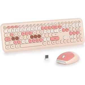 SbocKeeb Ttastiera e Mouse Senza Fili, Tastiera Silenziosa e Mouse Wireless, Full Size, Sottile Tastierino Numerico 2.4GHz, Americana QWERTY per laptop, desktop, MacBook, PC