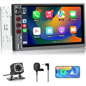 Hexinex Universale Autoradio 2 DIN con Schermo Wireless CarPlay & Android Auto Bluetooth FM GPS USB Tipo-C Comandi al volante
