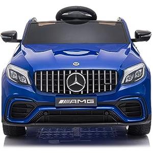 BabyCar Mercedes GLC AMG Coupè | Macchina per Bambini Elettrica Telecomandata 12V 2 Motori 25W | Auto Elettrica per Bambini | Sedile in Pelle, Porte Apribili, USB | Licenza Ufficiale | Blu MP3