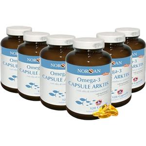 NORSAN Omega 3 Capsule Arktis 6x120pz I Olio di fegato di merluzzo I 1.500 mg EPA DHA I Olio di pesce Omega 3 IFOS senza reflusso I Olio fegato di merluzzo capsule I Fish oil Omega 3 Olio di merluzzo