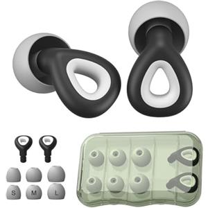 Auriselle Tappi per le Orecchie in Silicone Tappi con Riduzione del Rumore di 35 db Paraorecchie per le Orecchie Morbidi Punte in Silicone Sostituibili 3 Misure (S, M, L), Nero