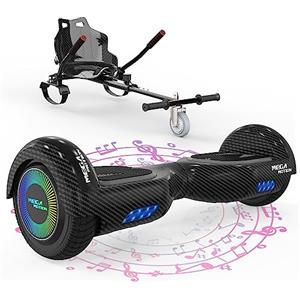 MEGA MOTION Hoverboards con Hoverkart per Bambini, Hoverboards a due Ruote da 6,5 Pollici con Altoparlante Bluetooth, con Luci a LED, Regalo per Bambini e Adolescenti