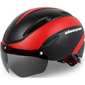 Shinmax Bici Uomo Donna con Occhiali Magnetici Rimovibili, Visiera Regolabile, MTB per Adulti, Sicurezza Stradale, Sport, Sci