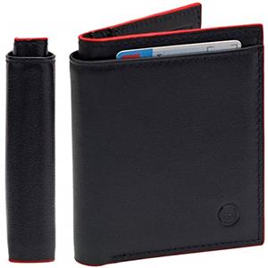 BLEEPS Porta Carte Di Credito E Banconote Portafoglio Uomo Piccolo Con Protezione Rfid Anti-frode In Vera Pelle Morbido Slim Tascabile Formato Verticale Custodia Per Carta D'identità O Proteggi Patente Nero