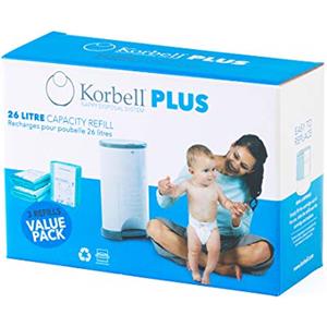 Korbell KR280DR3B - Cestino di ricarica - MAXI - 26 L - X3 - Biodegradabile - Controllo degli odori - 26L - 330 strati, verde