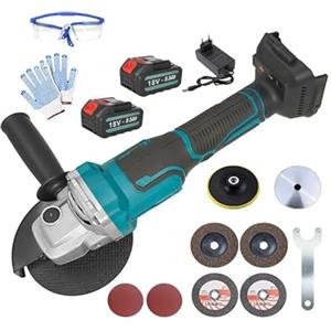 ANUPTTA Smerigliatrice Angolare, Compatibile con Makita DGA517Z, 18V Smerigliatrice Angolare Elettrica, Diametro di 125mm con 2x 5.5Ah Batteria e Caricabatterie,16 Accessori, Per Molatura/Lucidatura/Taglio