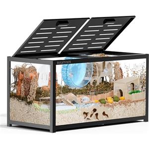 BUCATSTATE Gabbia per Criceti 3.0: Grande Gabbia in Metallo Impilabile con Accesso dall'alto, Facile da Montare, 100L x 50W x 52H cm, Serbatoio per Criceti Siriani Nani (0,5 m², Nero)