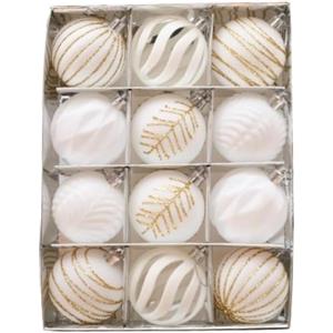 Generico Set di 12 palline floccate, in velluto vintage rosso e oro, decorazione per albero di Natale floccata bordeaux, grandi palline decorative infrangibili da appendere per ghirlande natalizie